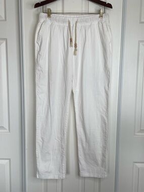 Manwan Walk Men’s L Cotton Flax Blend Pants White Flowy Beach Trouser